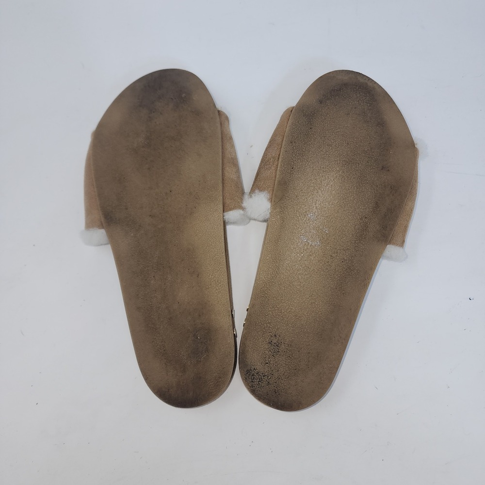 Beek Gallito Shearling Slide Sandals Women Sz 8 Tan Suede Faux Fur Flat Shoes - Picture 8 of 10